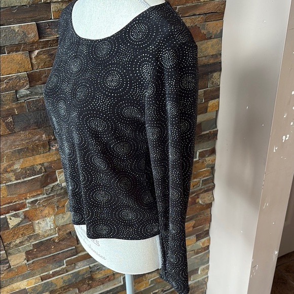 Vintage Garey Petites Black Patterned Sparkle Women's Top - Picture 3 of 7